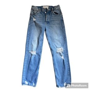 MOTHER SUPERIOR The Tomcat in wash Confession Blue Denim Distresses Jeans 26